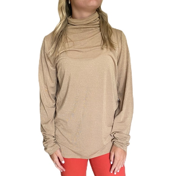 MICHAEL Michael Kors turtleneck long sleeve metallic gold XL - Picture 3 of 12